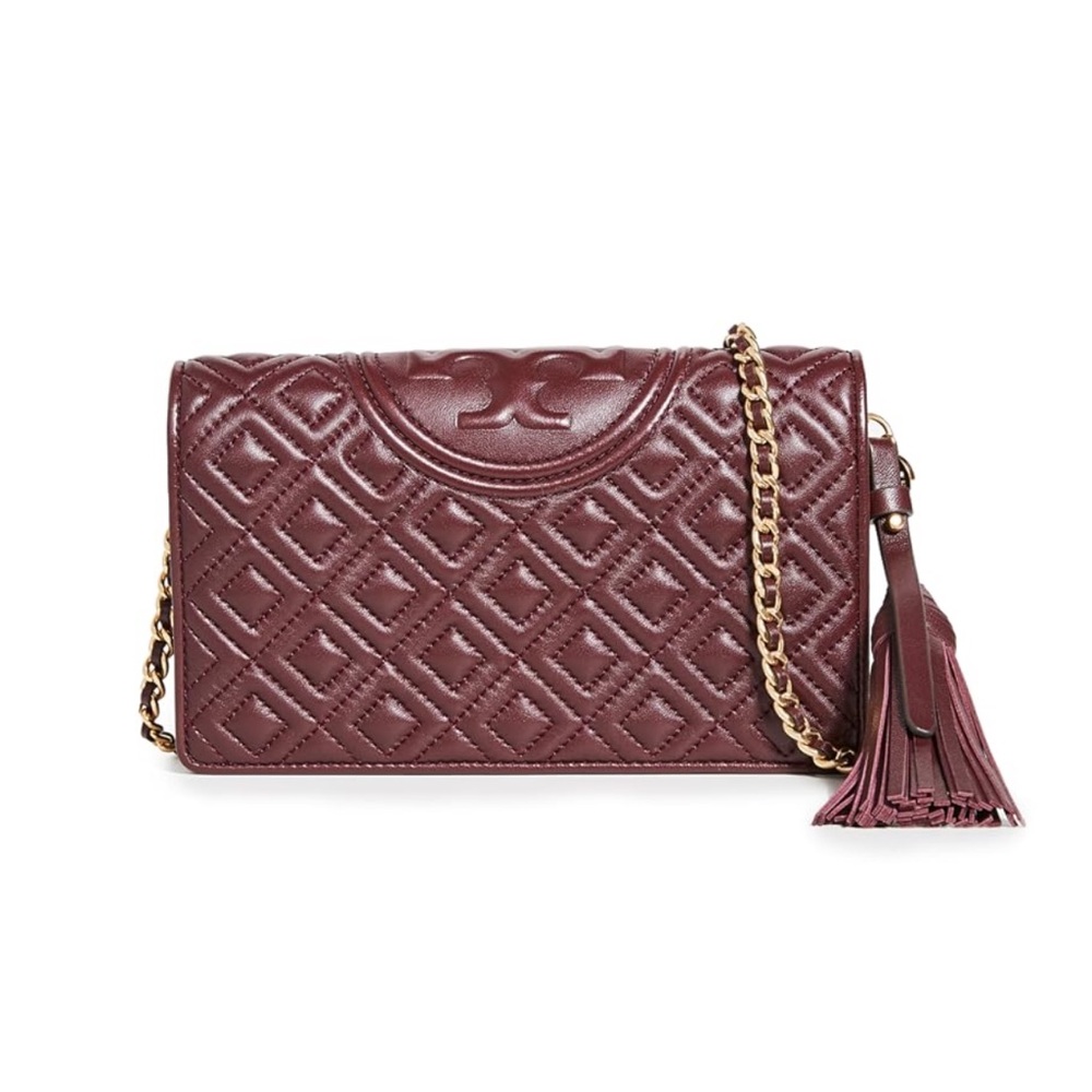 Tory Burch Fleming Wallet Crossbody in Claret